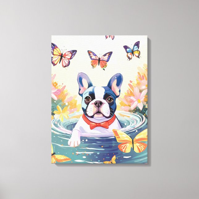 Stretched Canvas Print Spring French Bulldog  (Front)