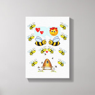 Stretched Canvas Print Valentine's Bumblebee