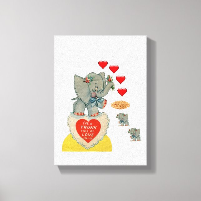 Stretched Canvas Print Valentine's Day Elephant (Front)