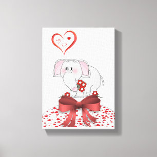 Stretched Canvas Print Valentine's Day Elephant