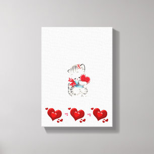 Stretched Canvas Print Valentine's Day Kitten
