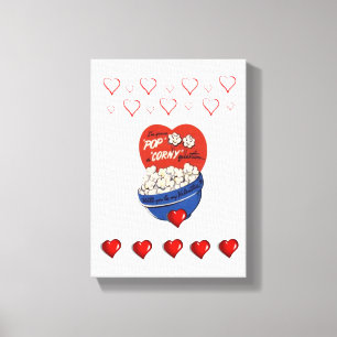 Stretched Canvas Print Valentine's Day Popcorn
