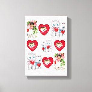 Stretched Canvas Print Valentine's Kitten