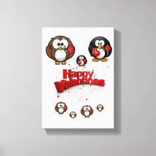 Stretched Canvas Print Valentine's Penguin
