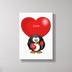 Stretched Canvas Print Valentine's Penguin