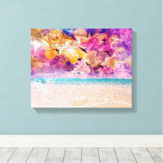 Stretched canvas print with beach