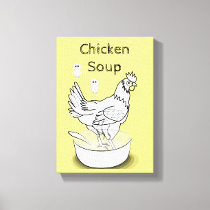 Stretched Canvas Print Yellow Chicken Soup