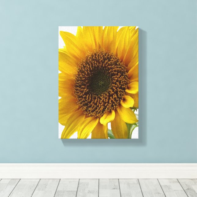 Stretched Canvas Print Yellow Sunflower Floral (Insitu(Wood Floor))