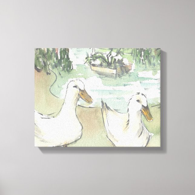 Stretched Canvas "Watercolor Sketch/Ducks Paris" Print (Front)