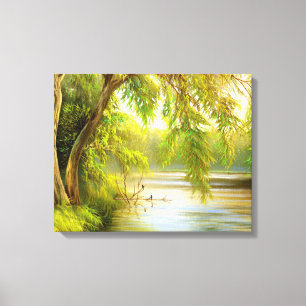 Stretched Canvas  with trees and Water. Print