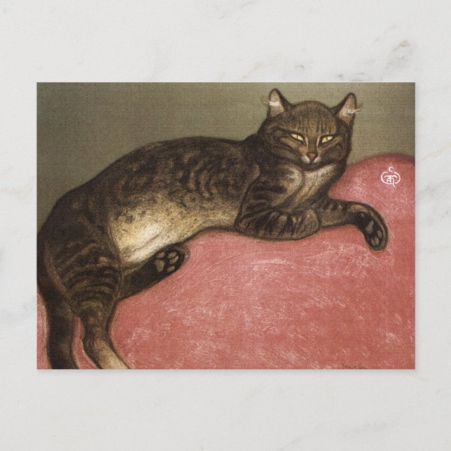 Stretched Cat on Sofa - by Theophile Steinlen Postcard (Front)