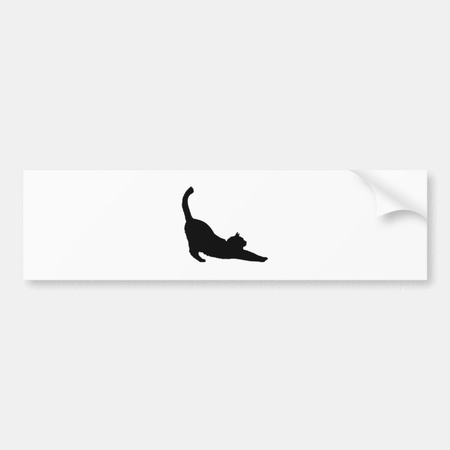 Stretching Black Cat Silhouette Bumper Sticker (Front)