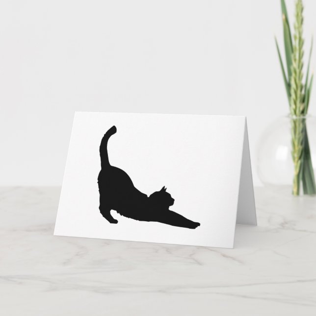 Stretching Black Cat Silhouette Card (Front)