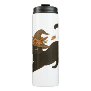 Stretching Black Cat – Witchy Autumn Classic T-Shi Thermal Tumbler