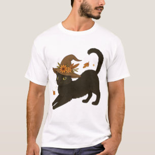 Stretching Black Cat  Witchy Autumn Classic T-Shir T-Shirt