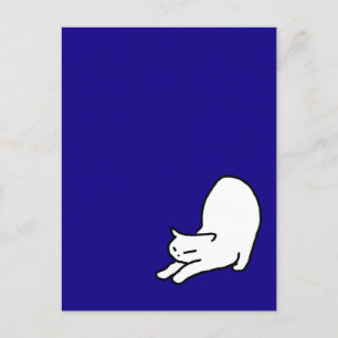 Stretching Cat Doodle on Blue  Postcard