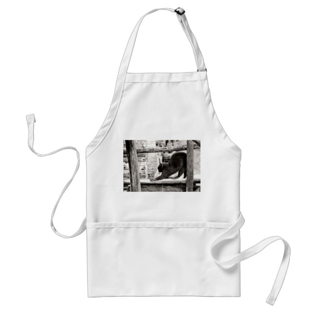 stretching cat on apron (Front)