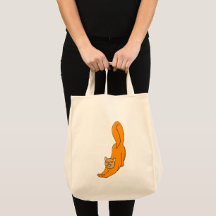 Stretching Orange Cat Tote Bag