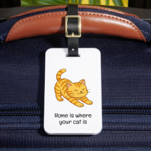 Stretching Orange Tabby Cat Custom Text Luggage Tag