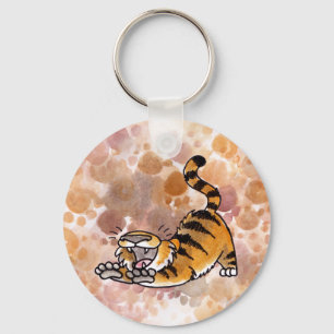Stretching Tiger Keychain