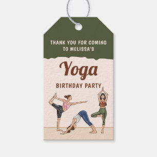 Stretching Women Yoga Birthday Party Thank You Gift Tags