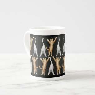 Stretching Yoga Cats Bone China Mug