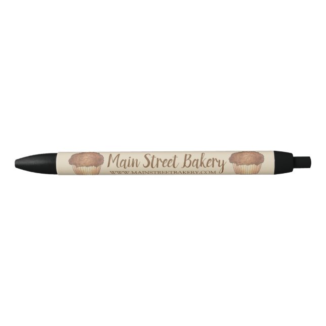 Streusel Crumb Muffin Baked By Bakery Baker Food Black Ink Pen (Front)