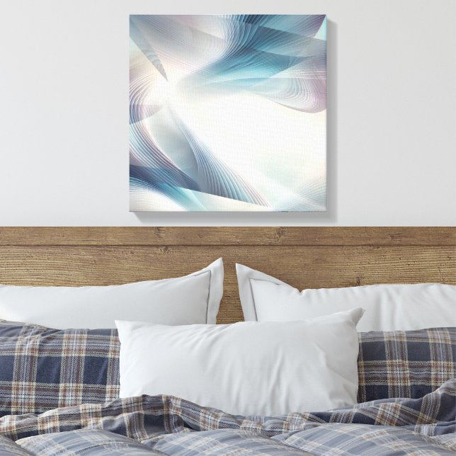 Striated Smokey Shades of Blue and Teal Canvas Print (Insitu(Bedroom))