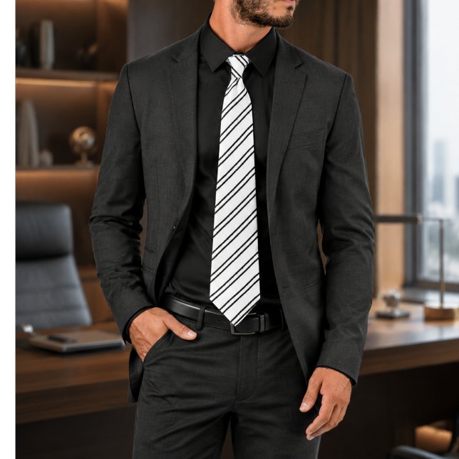Striavelle Black and White Graphic Stripe Tie (Creator Uploaded)