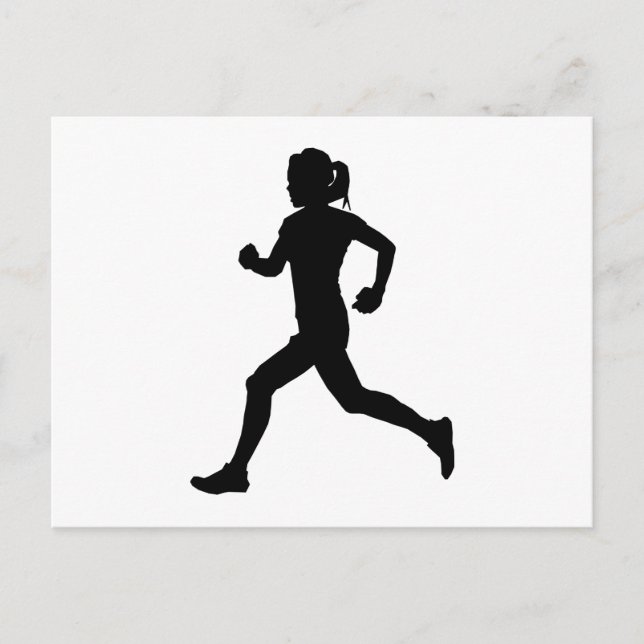 Stride in Grace: Female Marathon Runner Silhouette Postcard (Front)