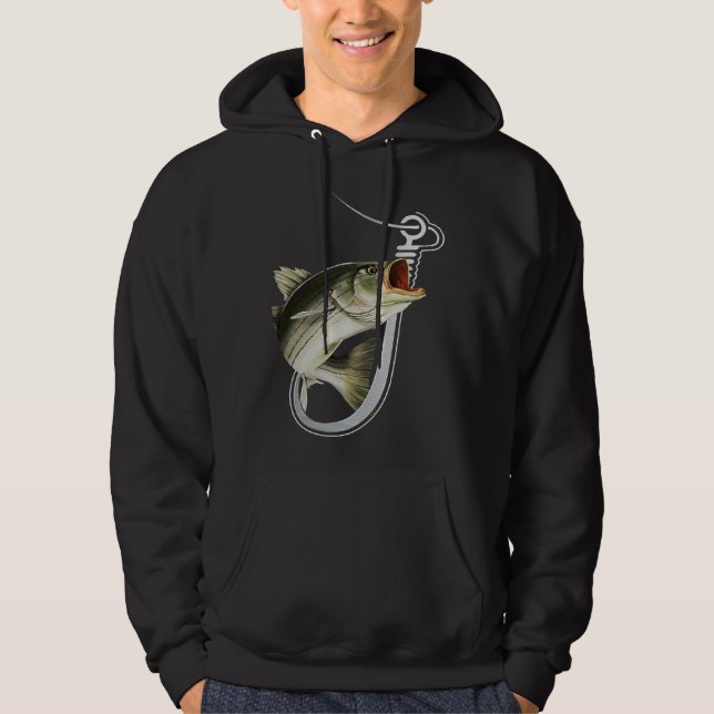 Striiped Bass Fishing Fish Hook Hoodie (Front)
