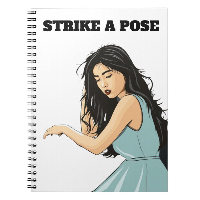 "STRIKE A POSE" ASIAN LADY NOTEBOOK (Front)
