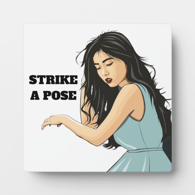 "STRIKE A POSE" ASIAN LADY PLAQUE (Front)