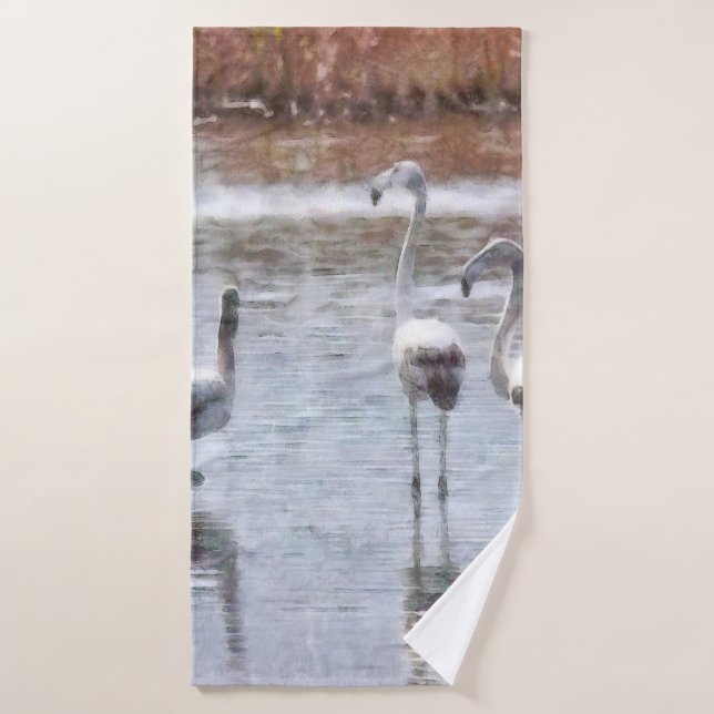 Strike A Pose Flamingo Watercolor Bath Towel (Bath Towel)