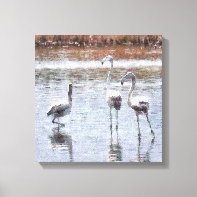 Strike A Pose Flamingo Watercolor Canvas Print (Front)