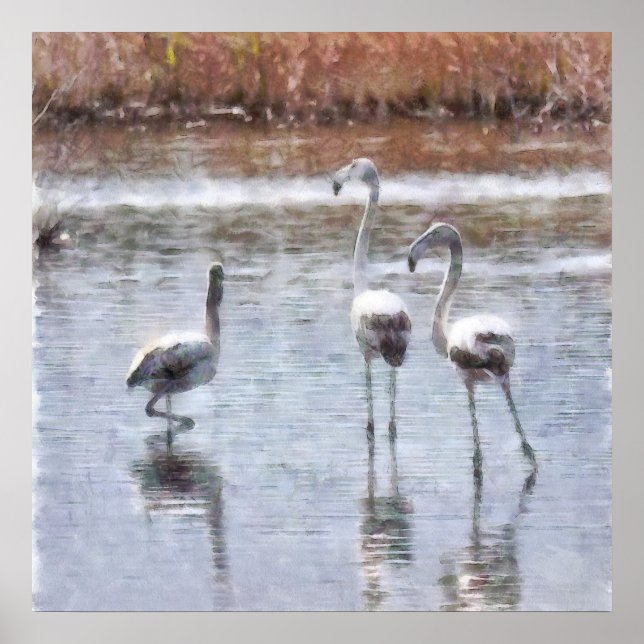 Strike A Pose Flamingo Watercolor Poster (Front)
