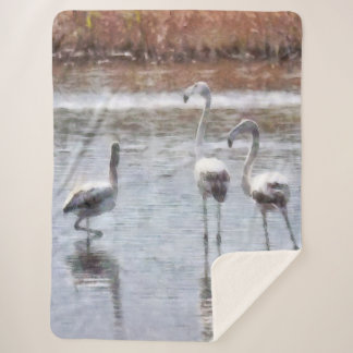 Strike A Pose Flamingo Watercolor Sherpa Blanket