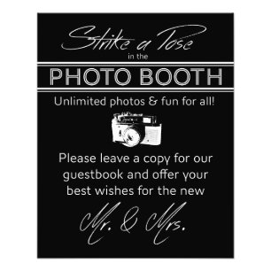 Strike a Pose Photo Booth Sign in Black