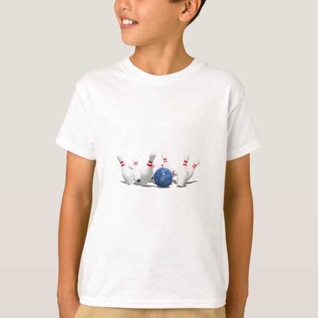 Strike!  Bowling Ball & Pins: T-Shirt (Front)
