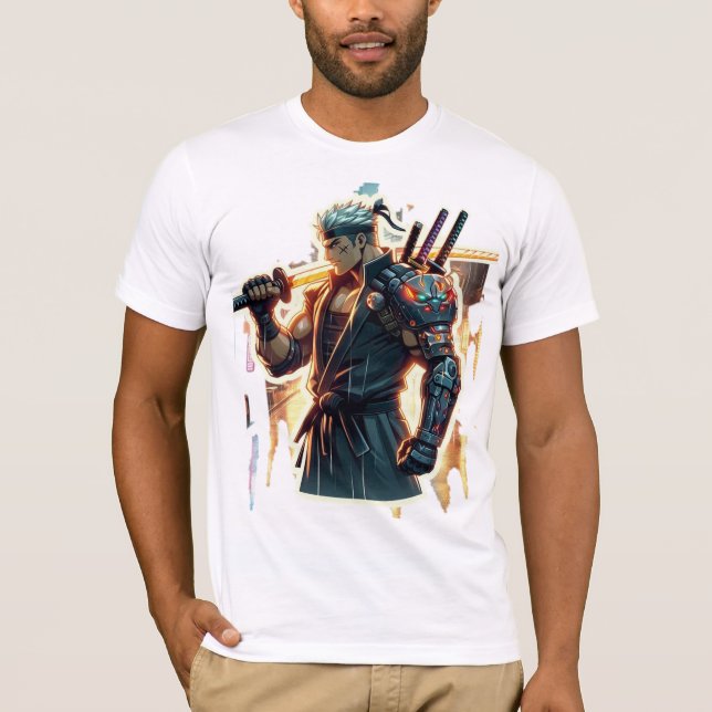 Strike First. Burn Brighter." Cyberpunk Anime Figh T-Shirt (Front)