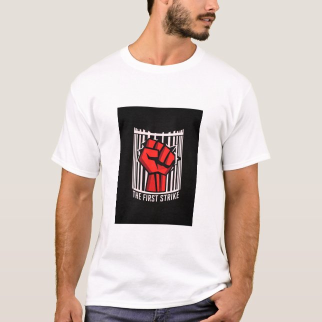 STRIKE FIRST – Vintage Boxing Retro T-Shirt (Front)