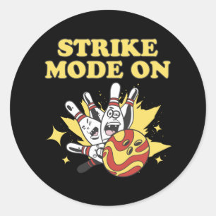 Strike Mode Bowling Player Bowling Gift Classic Round Sticker