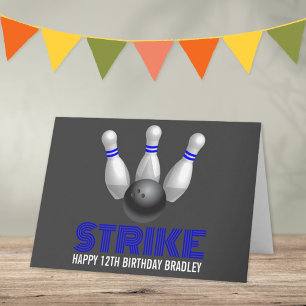 Strike! Modern Bowling Birthday Card