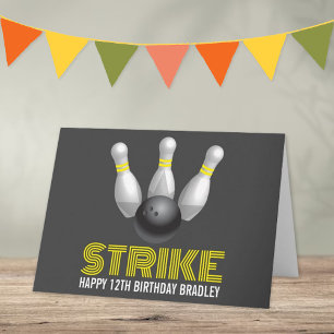 Strike! Modern Bowling Birthday Card