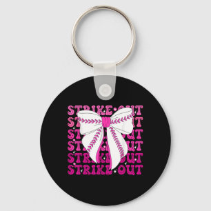Strike Out Baseball Breast Cancer Awareness Key Ring