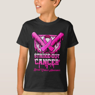 Strike Out Breast Cancer Awareness Baseball Drip P T-Shirt