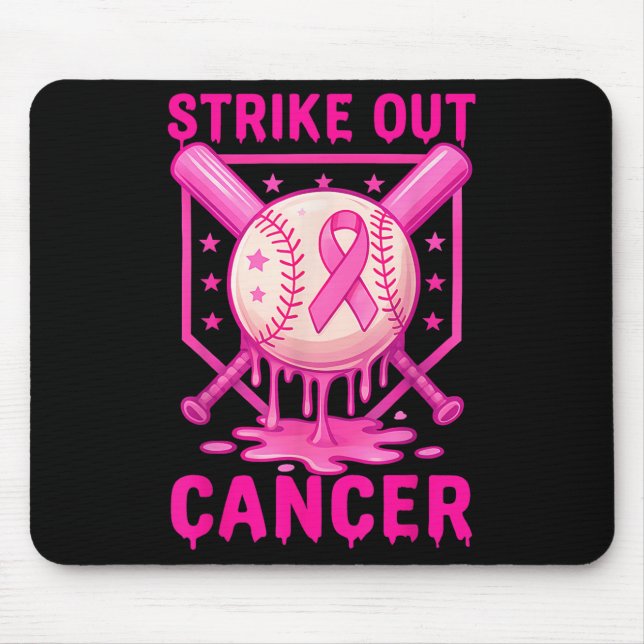 Strike Out Breast Cancer Awareness Baseball Fight  Mouse Pad (Front)
