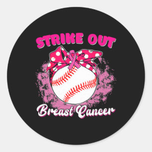 Strike Out Breast Cancer Awareness Baseball Fighte Classic Round Sticker