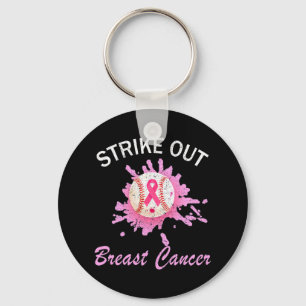 Strike Out Breast Cancer Awareness Baseball Pink R Key Ring