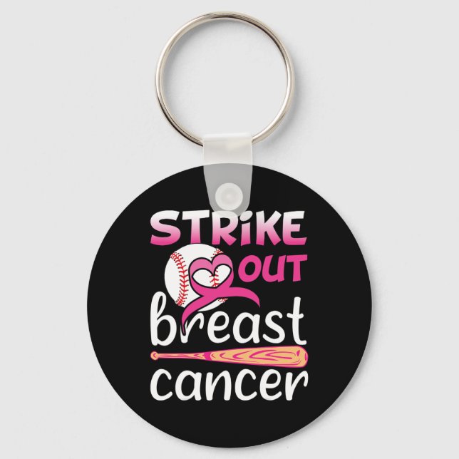Strike Out Breast Cancer Awareness Baseball Softba Key Ring (Front)